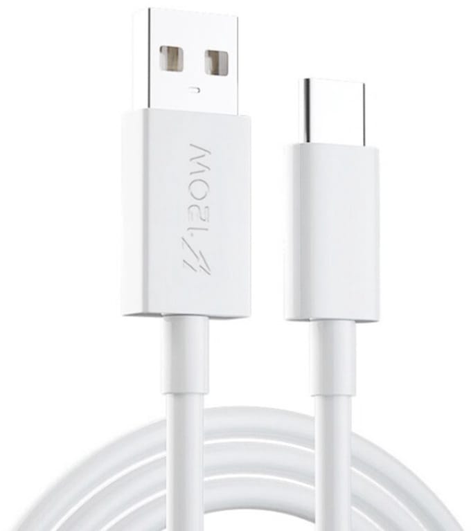USB naar USB-C oplader en data kabel adapter - 120W 6A - snel lader - voor o.a. telefoon en laptop - 1 meter - wit
