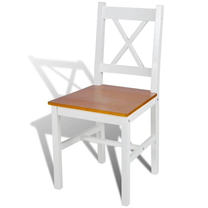 vidaXL - Eetkamerstoelen - 2 - st - grenenhout - wit