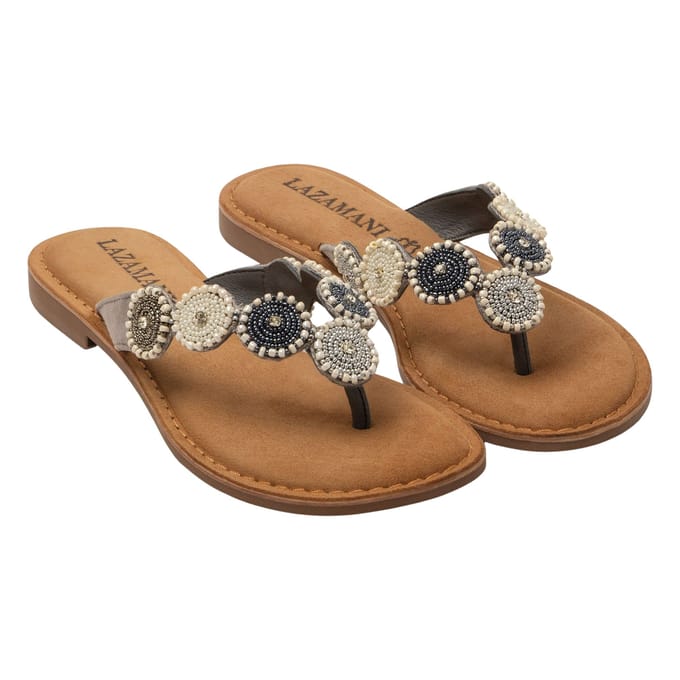 Lazamani - Loua Dames Teenslippers Suede Grey - Maat 37