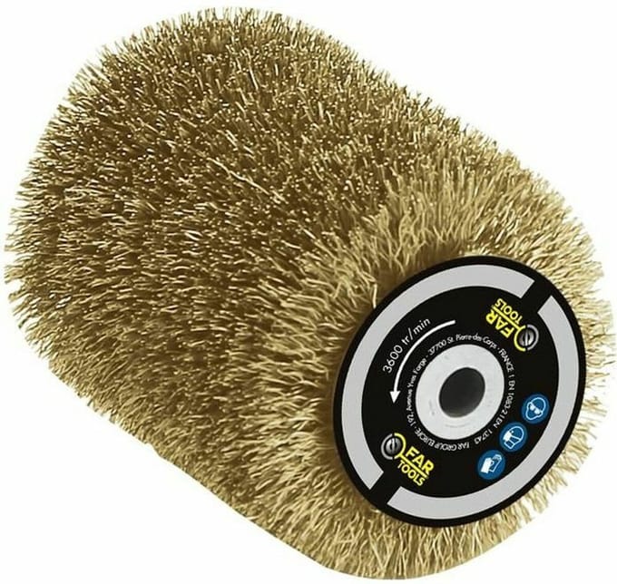 Messing draadborstel 0.3mm Ø80mm - L 100mm voor strippen / ontvetten