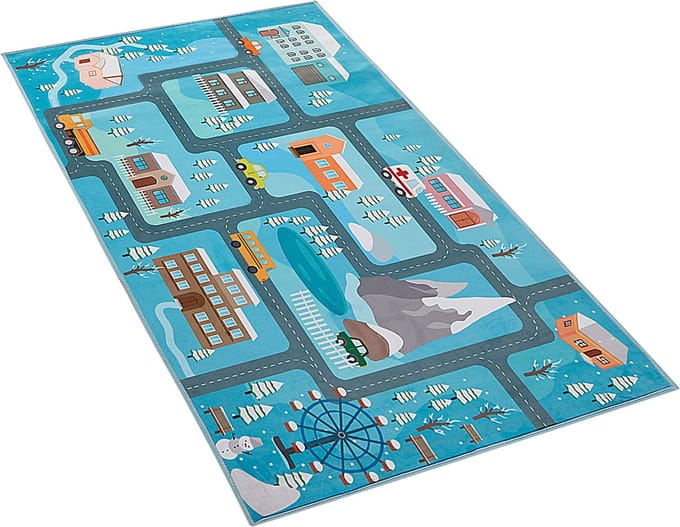 KIGI - Kindervloerkleed - Blauw - 80 x 150 cm - Polyester
