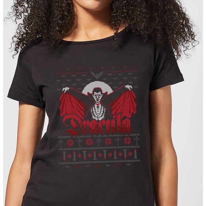Universal Monsters Dracula Dames Kerst T-Shirt - Zwart - 3XL