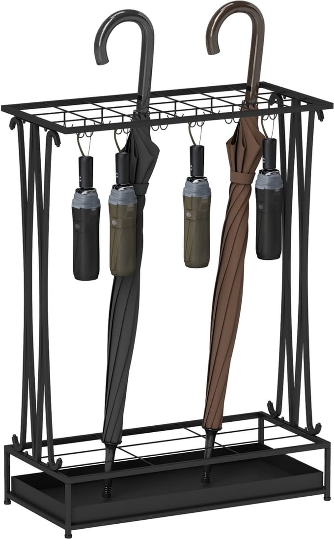 HOMCOM - Paraplubak - Staal - Zwart - 50x24x68 cm