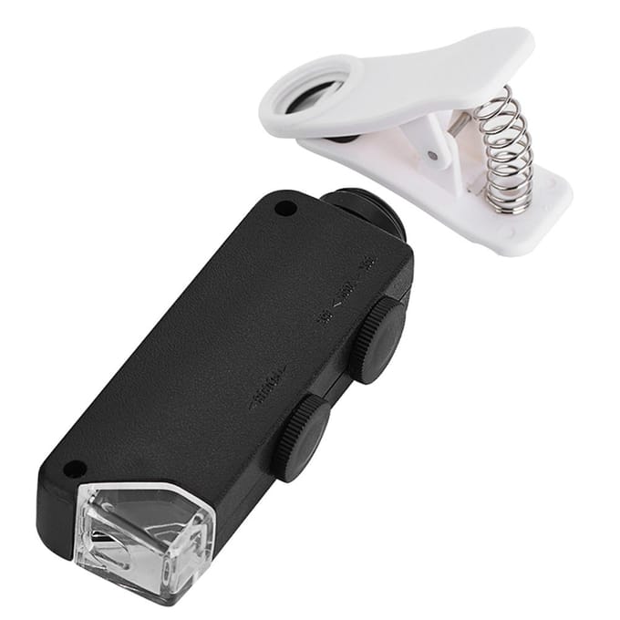 Objectif de microscope LED à zoom optique 60X 100X avec clip pour téléphones mobiles white