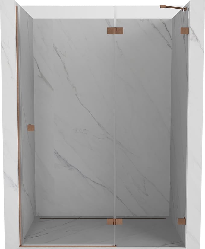 Mexen Lunar draaideur voor douche rechts 140 , transparant, geborsteld koper - 834-140-000-65-00-P