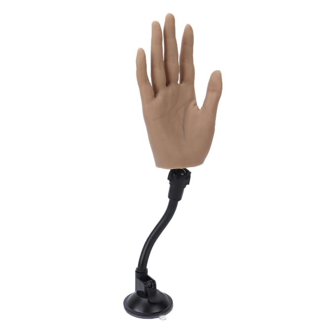 Nep Handmodel Siliconen Herbruikbare Nagellak Oefenhand met Bevestigingsrek voor Beginners right hand gray