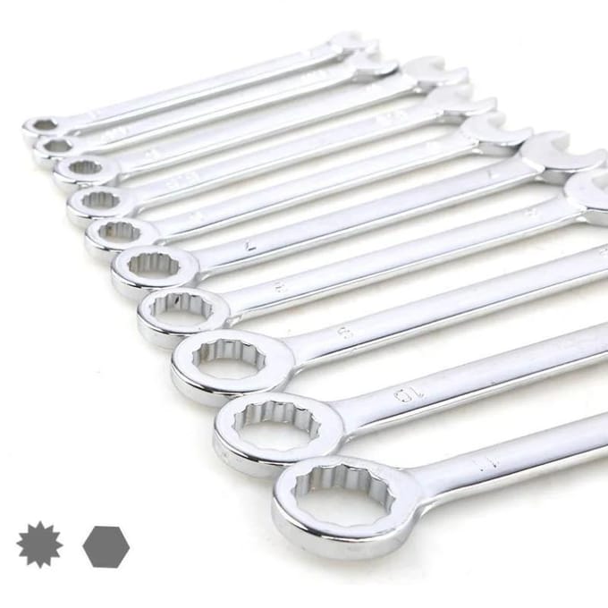 Lot de 10 mini clés plates standard métriques/impériales de 4 à 11 mm, clés à cliquet doubles en acier de 45 #, mini clés mixtes Inch red