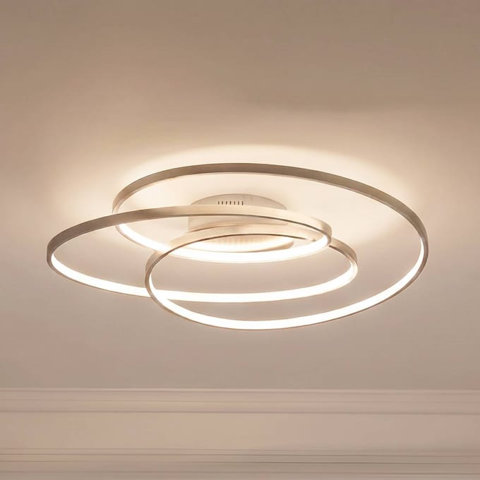 Lindby LED plafondlamp Joline, Ø 60 cm, nikkelkleurig, metaal