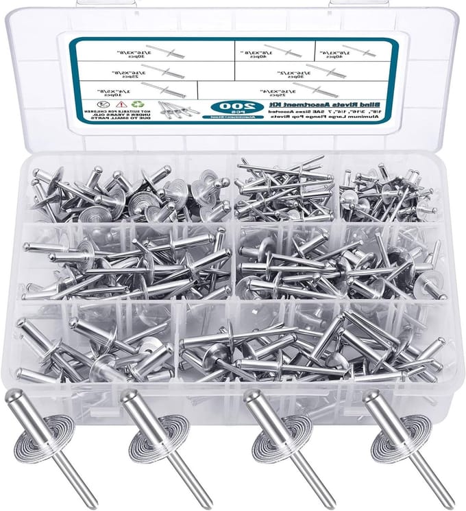 Pop Klinknagels - Blinde Klinknagels - Bevestigen van Materialen - Grote Flens - 200 Stuks - Zilver