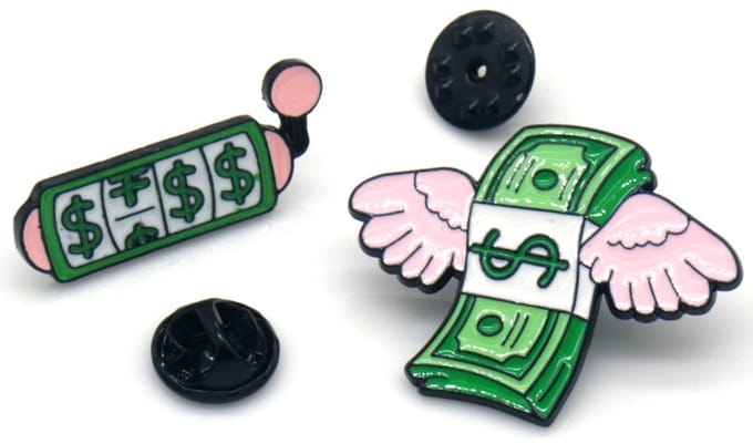 Set Sierspelden – Geld Thema – Pins – Stijlvol & Uniek Accessoire – 2 stuks
