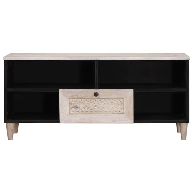 vidaXL - TV - Kast - Bleached - White - 100 - x - 33 - x - 46 - cm - Massief - Mango - Hout