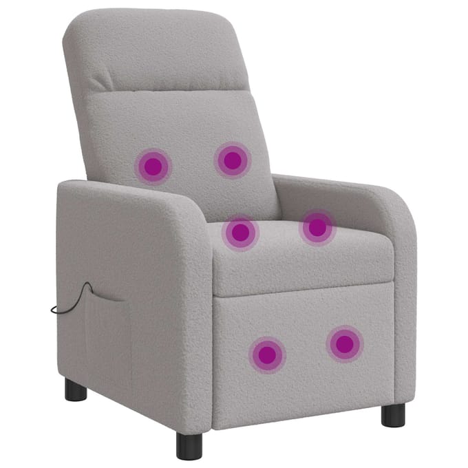 vidaXL - Massage - Relaxstoel - Lichtgrijs - Bouclé