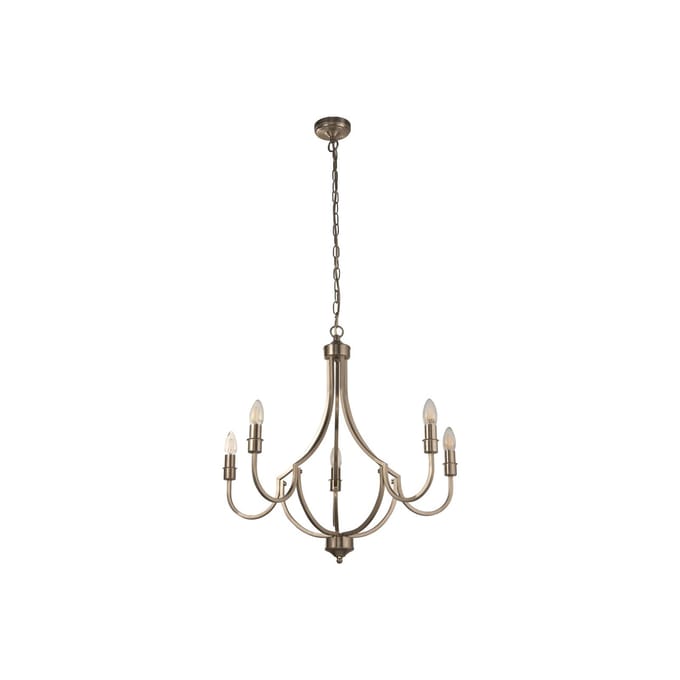 Searchlight Kroonluchter Lodge, 5-lamps, zilver