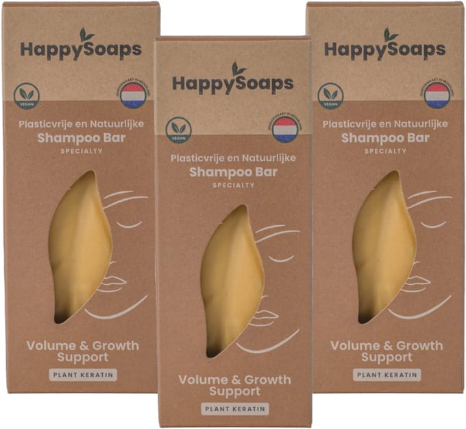 HappySoaps Specialty Shampoo Bar – 3× – Halfjaar Box – Natuurlijke Shampoo – Volume & Growth support – Voordeelverpakking