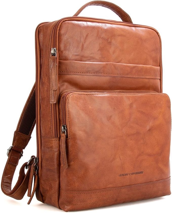 Leren Rugzak - 16.4 inch - Virginia - Brandy Cognac