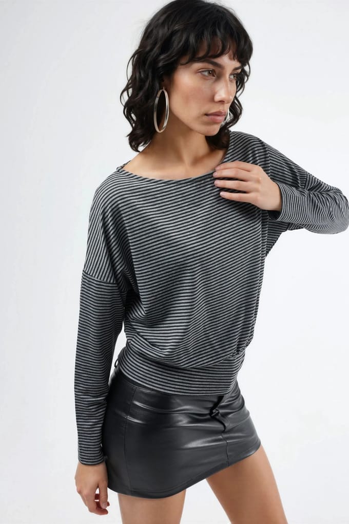 Gestreepte Boot Hals Blouse