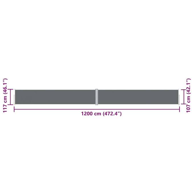 vidaXL - Windscherm - uittrekbaar - 117x1200 - cm - antracietkleurig
