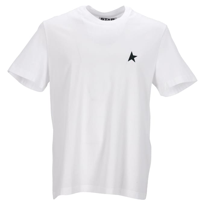 Golden Goose Wit T-shirt met contrasterend groen logo en ster