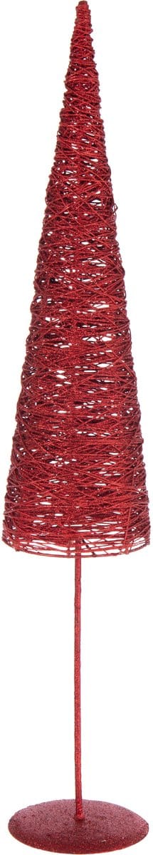 J-Line decoratie Kerstboom Op Voet - metaal/papier - kerstrood - large