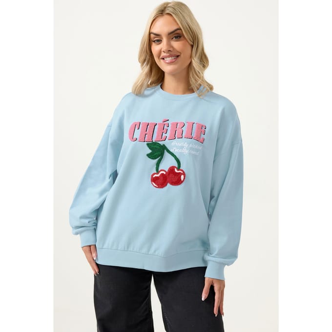 Yours Blauw 'Cherie' Sweatshirt Size 50-52