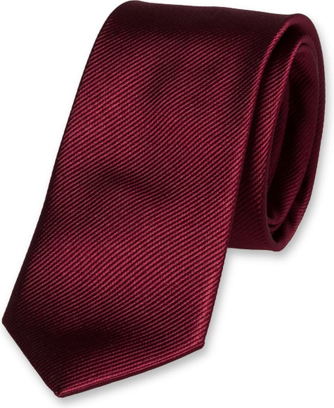 E.L. Cravatte Smalle Stropdas - Bordeauxrood - 100% Zijde