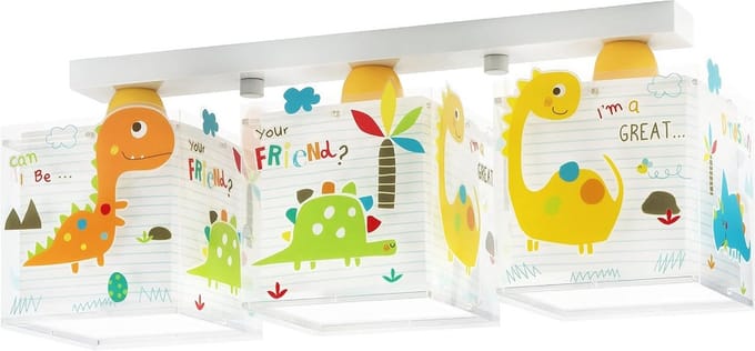 Kinder plafondlamp Dinosaurus voor kinderkamer - 3 lichts dierenlamp