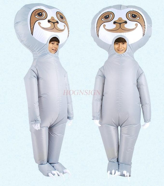Luiaard Opblaasbare Kleding Cartoon Pop Verkleedkleding Wandelende Props Winkelcentrum Viering Winkel Evenement Feestkleding white