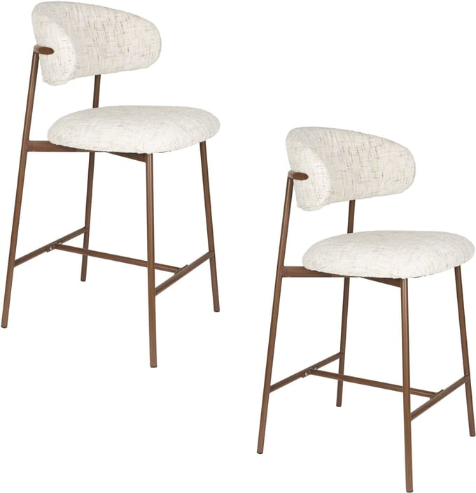 Housecraft Living Claes Barkrukken rugleuning 65 cm Gemêleerd Off-White - Set van 2