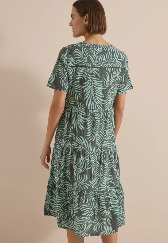 Midi-jurk met gespleten hals en print