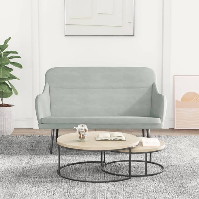 vidaXL - Bankje - 110x76x80 - cm - fluweel - lichtgrijs