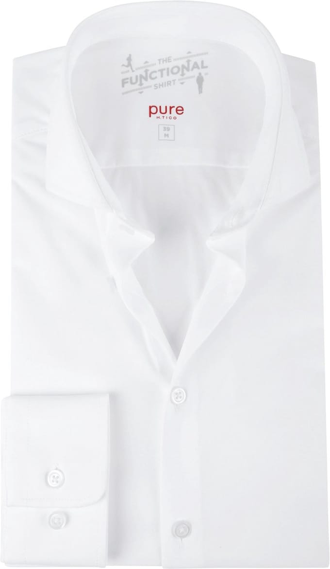 Pure H.Tico The Functional Wit Shirt - Maat 37 - Heren - Overhemden Formeel
