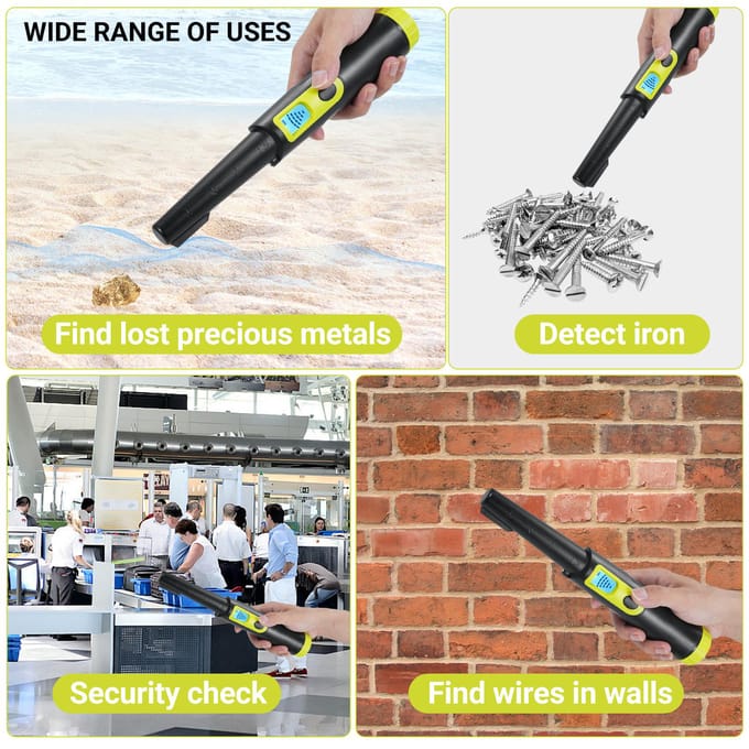 Metaaldetector Pinpointer voor Volwassenen & Kinderen IP68 Waterdicht 360 graden Detectie Handheld Pin Pointer zwart