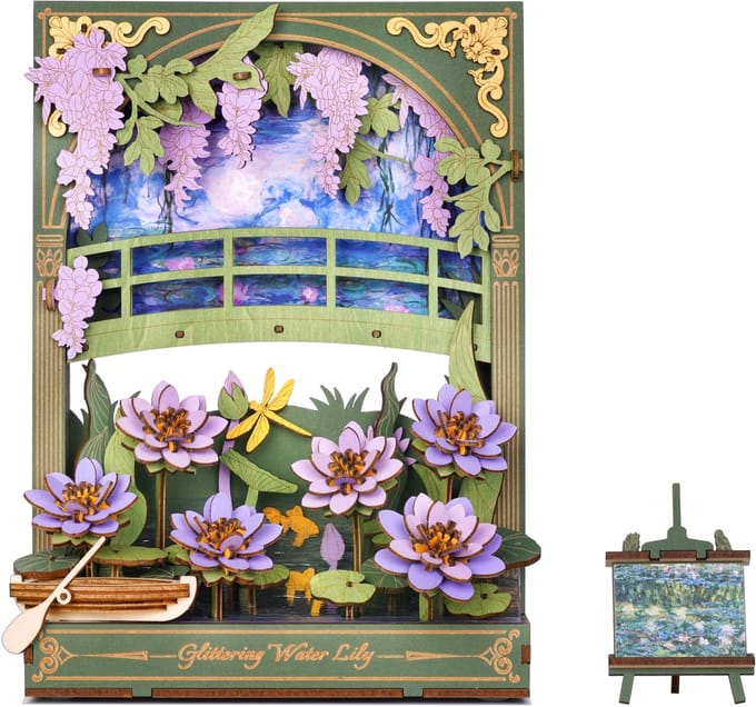 Robotime Rowood Glittering Water Lily - 3D houten puzzel met LED-licht - TH001
