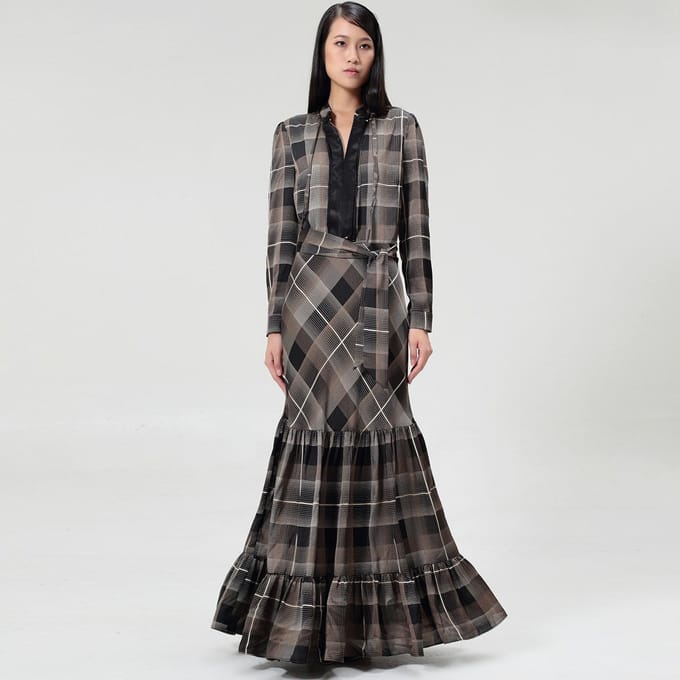 Maxi Boheemse Tartan -jurk