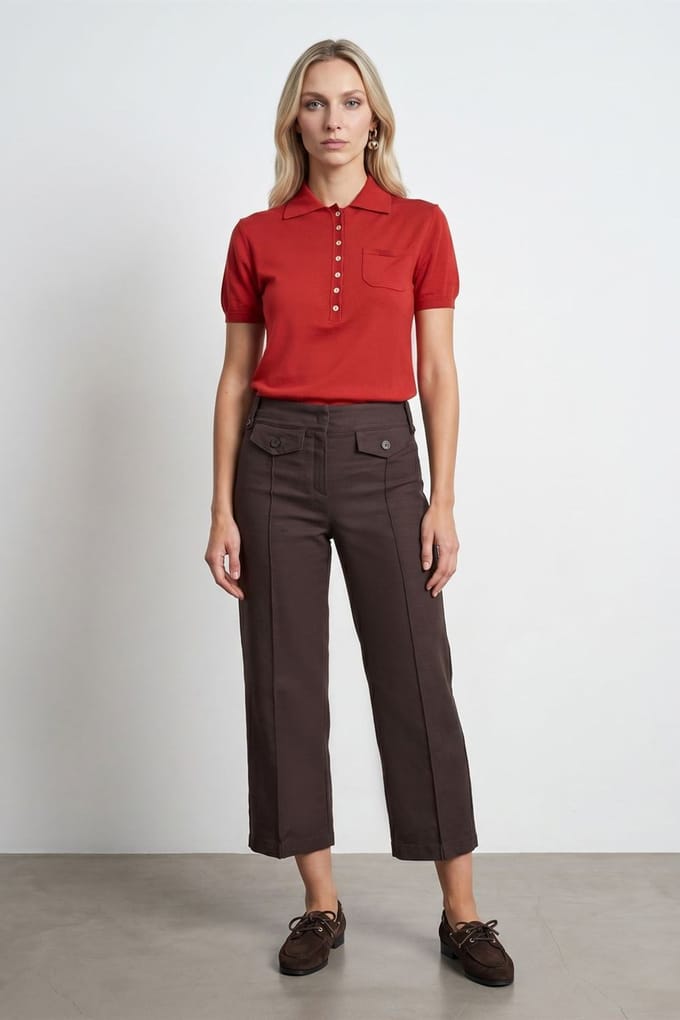 Hoge Taille Katoenen Poplin Capri Culottes