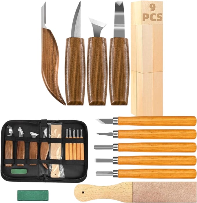 MRKK® Houtsnijset - Houtsnijden - Woodcarving - Natuurlijk