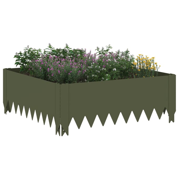 vidaXL - Gazonrand - 60 - x - 60 - x - 20 - cm - Staal - Olijfgroen