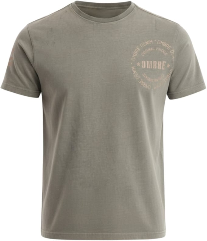OMBRE T-shirt - Regular Fit - Katoen - Korte Mouw Olijf M