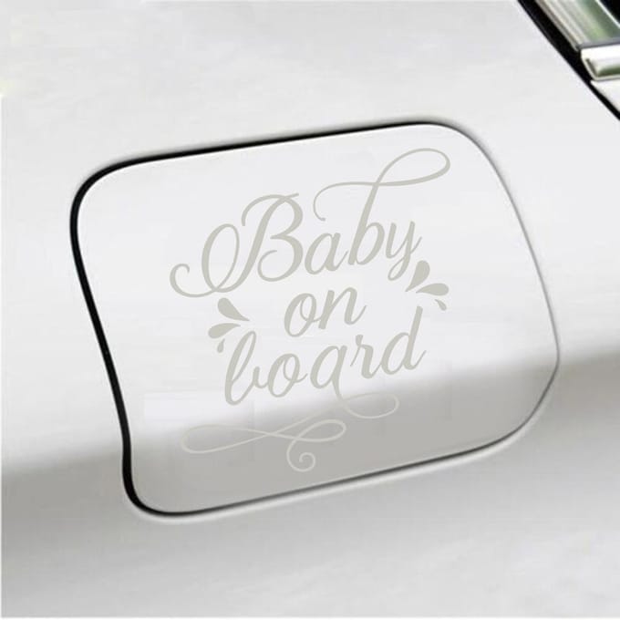 Bumpersticker - Baby On Board - 12,1 X 13,1 - Zilver