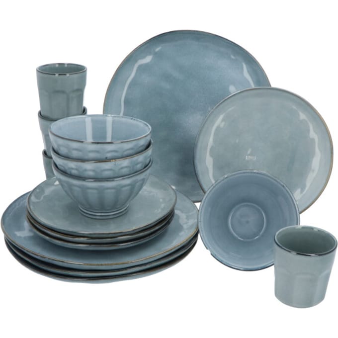 4goodz set 16 delig Aardewerk - 4 persoons - Blauw