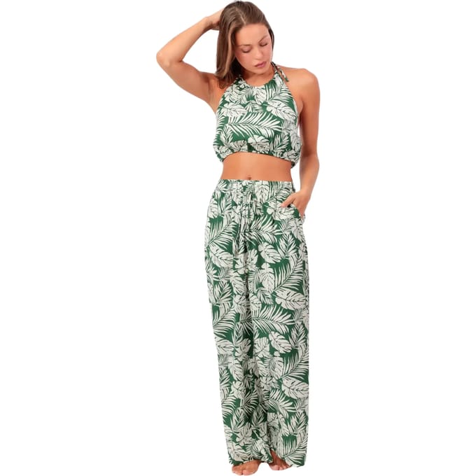Setjes Admas Broek en crop top set Tropical Leaves