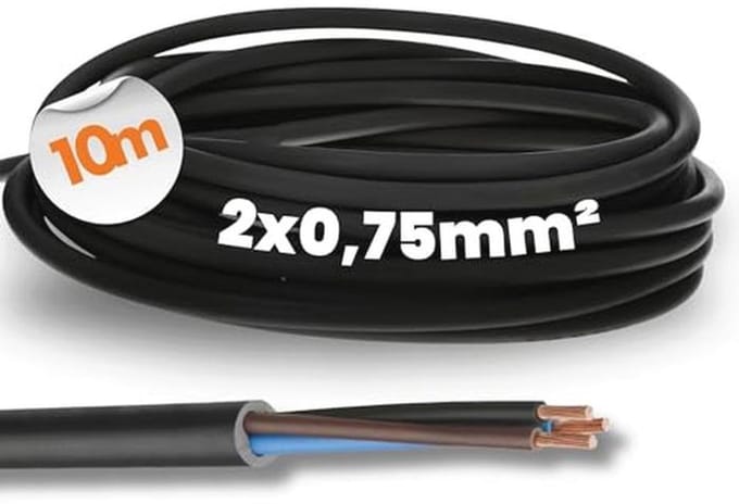 10 meter Flexibele Rubber Kabel 2x0,75 mm² UV-bestendig en Robuust