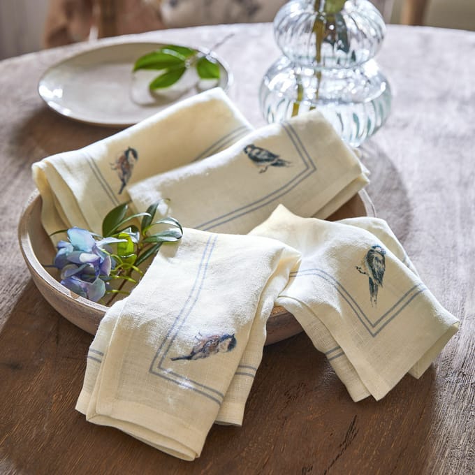 LOBERON Servet set van 4 Taralga crème/blauw