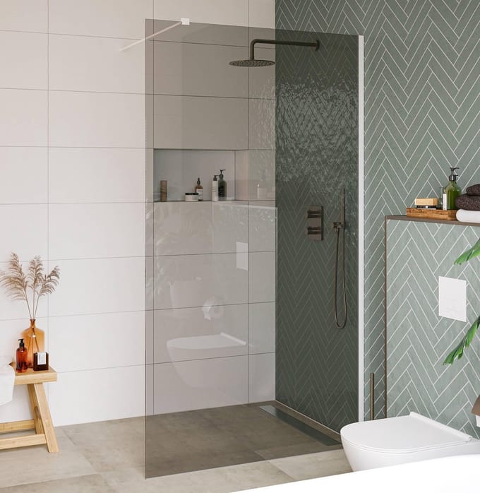 Saqu Modulo Douchewand - Incl. Antikalk 120x210 cm - Grijs Glas/- Mat Wit - Inloopdouche