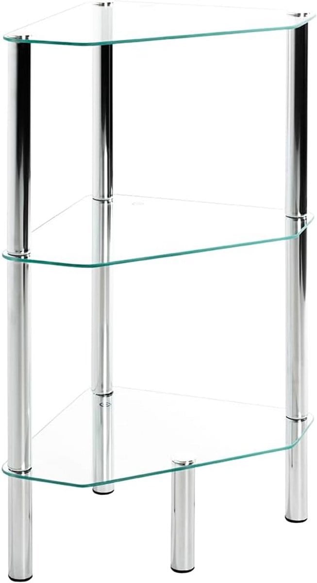 Moderne bijzettafel met veiligheidsglas en chroom afwerking - 45 cm breed