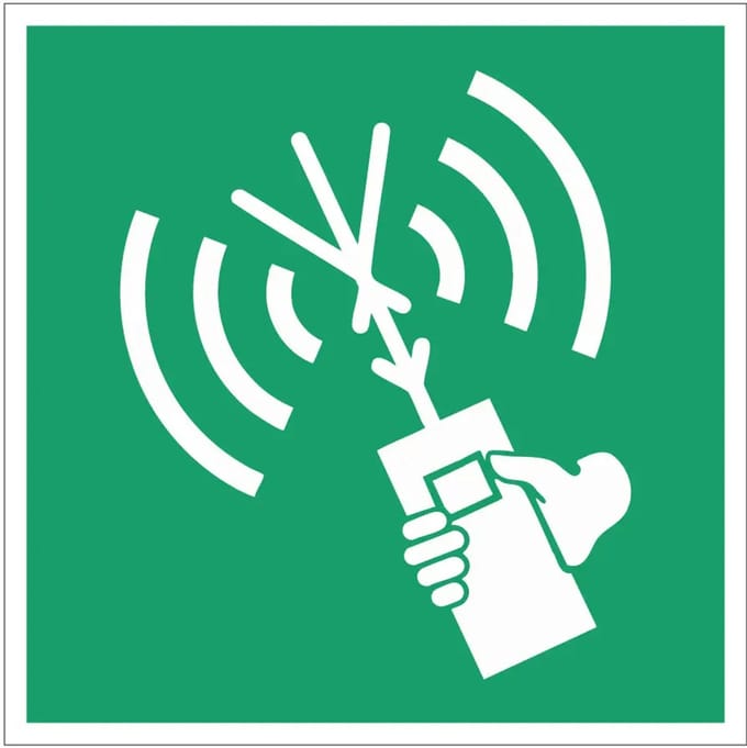 VHF radiotelefoon sticker 200x200 mm - vinyl - ISO 7010 E051