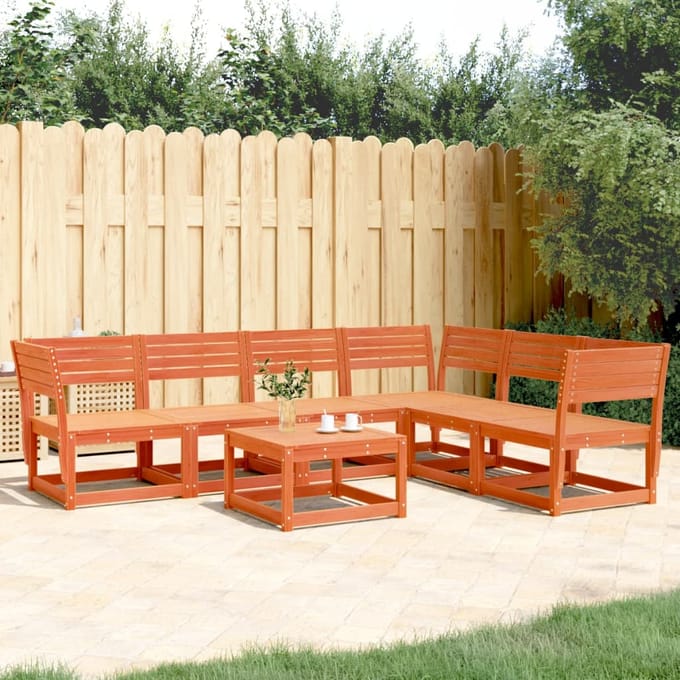 vidaXL - 6-delige - Loungeset - massief - grenenhout - wasbruin