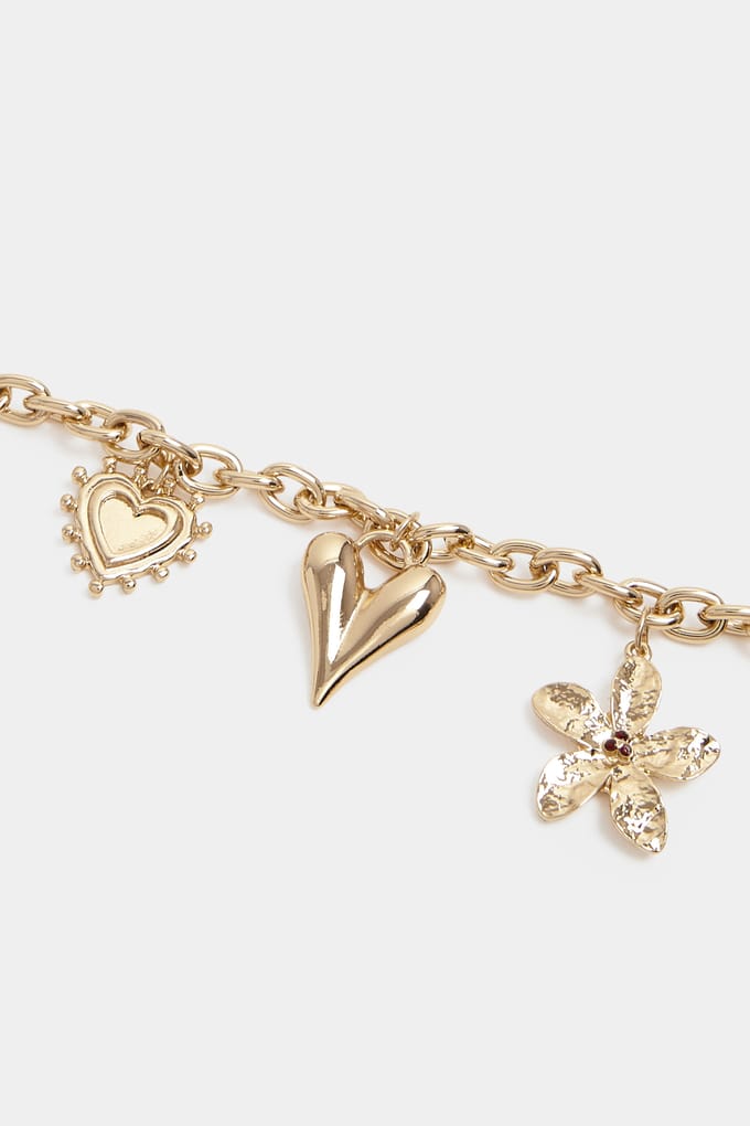 Yours Goudkleurige Bedelarmband Met Hartjessize One Size
