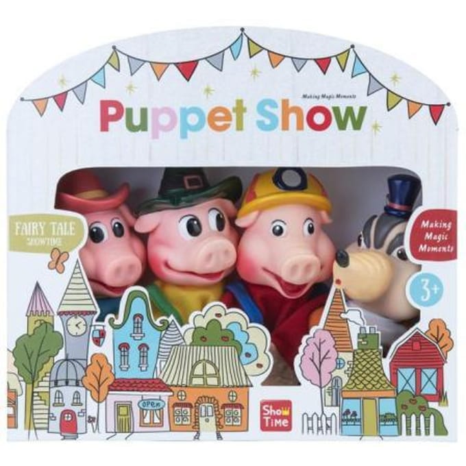 Poppenkastpoppen Drie Biggetjes 4 stuks Poppen met functies Interactieve poppen