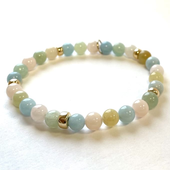 Armband Natuursteen | Morganite | 14kt goud